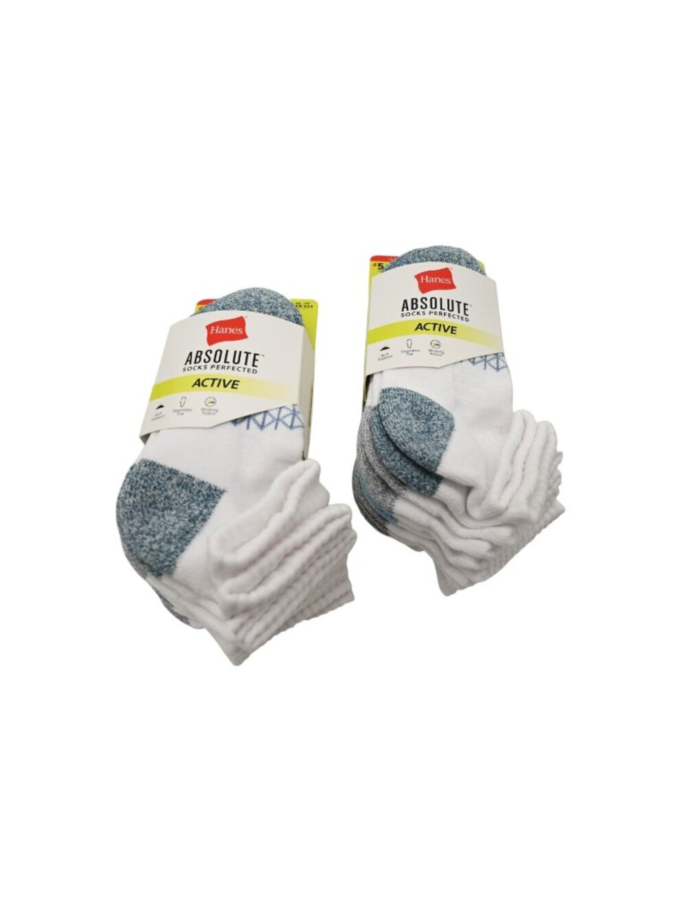 NIP Hanes Lot of 2 5 Pack Absolute Socks Perfected Active Sz M 9-2.5 Ankle White